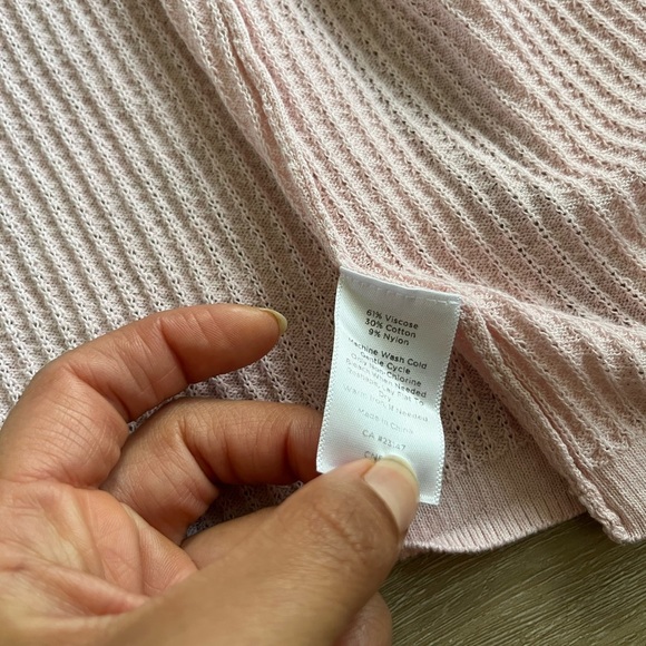 Talbots Open Front Pink Cardigan Sweater Classic Waffle Knit SZ M - Picture 4 of 7